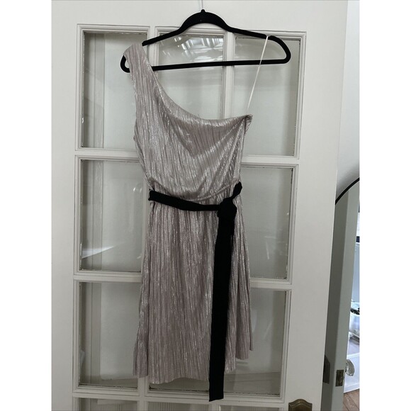 Express Women’s Small Dress Metallic Silver Short One Shoulder Holiday Party - Picture 1 of 5